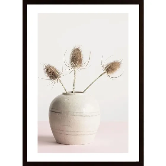 Dried Flowers In Vase Poster