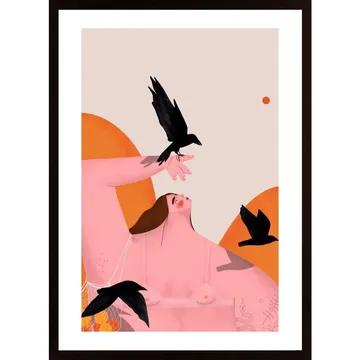 Vogelfreundin Poster: Ett Naturinspirerat Porträtt med Naturens Sköna Människa Kvinna