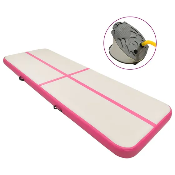 vidaXL Uppblåsbar gymnastikmatta med pump 500x100x20 cm PVC rosa
