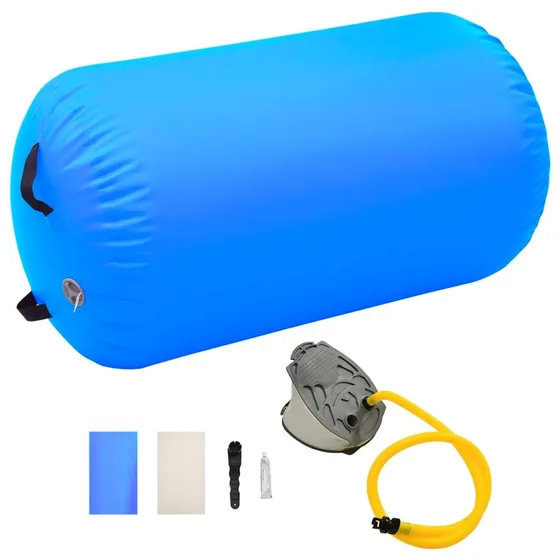 vidaXL Uppblåsbar gymnastikrulle med pump 100x60 cm PVC blå