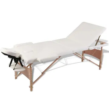 vidaXLs gräddvita massagebänk ger bekvämlighet och flexibilitet med tre sektioner