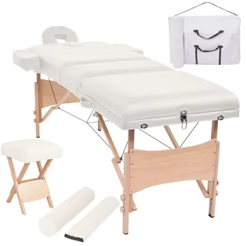 Hopfällbar massagebänk set med 3 sektioner pall och bolster 10 cm tjock