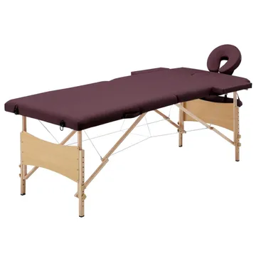 vidaXL Hopfällbar massagebänk 2 sektioner i trä mörklila