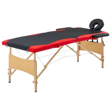 vidaXL Hopfällbar massagebänk 2 sektioner, trä, svart och röd