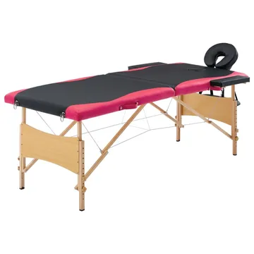 vidaXL Hopfällbar massagebänk i 2 sektioner - Svart och rosa
