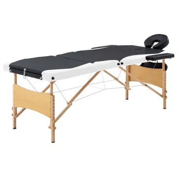 Komfortabel och justerbar 3-delad massagebänk i svart och vitt från vidaXL