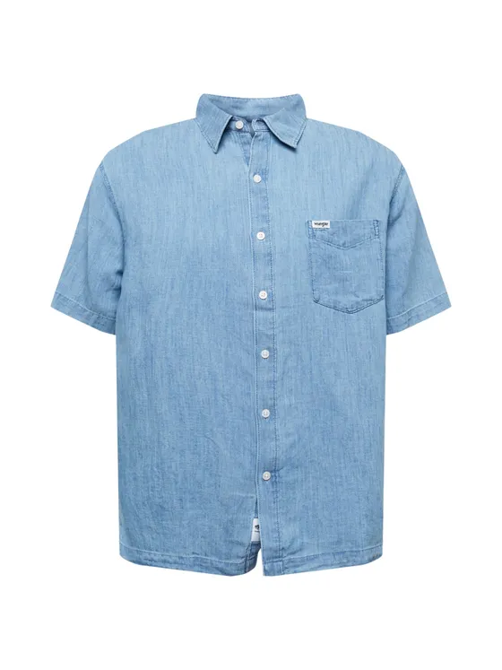 WRANGLER Skjorta  blå denim / vit / svart