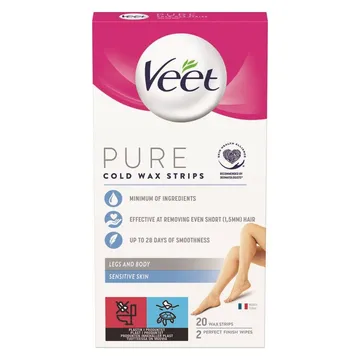 Veet Pure Cold Wax Strips Legs and Body 1 st: Hårborttagning som är mild mot känslig hud