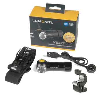 LUMONITE Vector, 500 lm - Pannlampa med brett ljus och USB-laddning