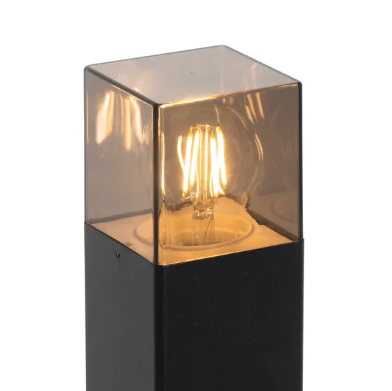 Stående utomhuslampa svart 50 cm IP44 med rökglaseffekt - Danmark