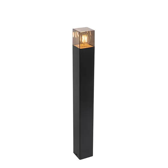 Stående utomhuslampa svart 70 cm IP44 med rökglas - Danmark