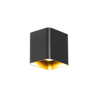 Modern vägglampa svart inkl LED IP54 fyrkantig - Evi
