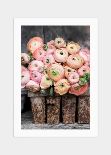 Flowers in rustic box poster - 50x70