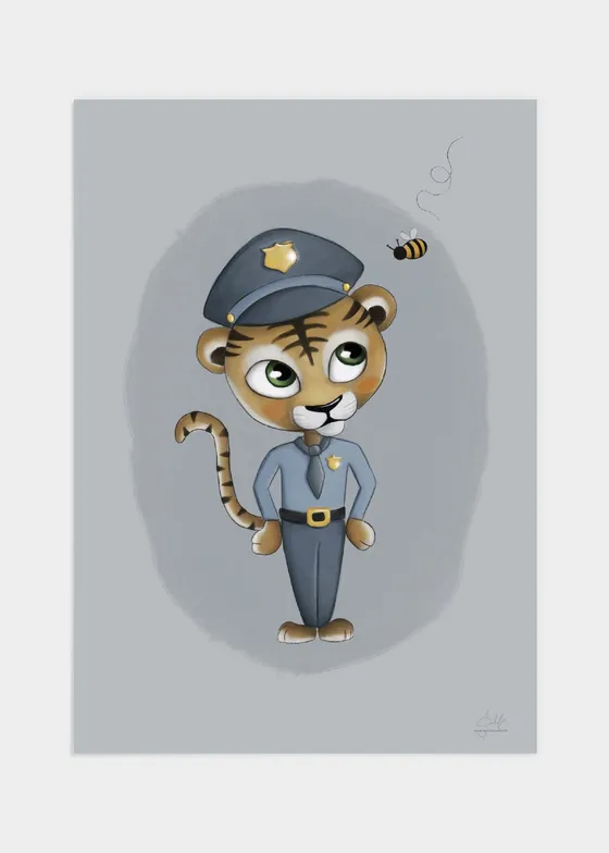 Baby tiger police poster - 50x70