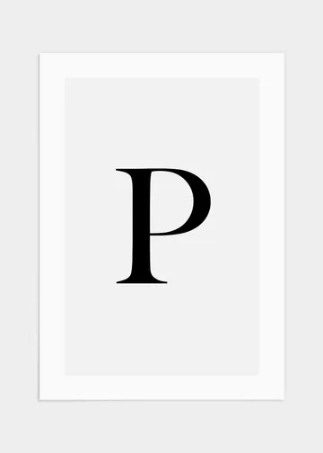 Stilrena och minimalistiska P posters med ljusgrå bakgrund
