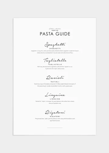 Pasta guide poster - 50x70 cm: Ett stilrent tillskott till ditt kök!