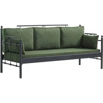 Hampus 3-sits utesoffa - Svart/grön + Möbelvårdskit för textilier