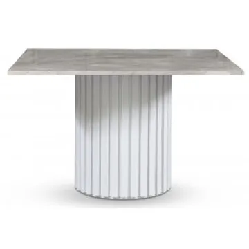Empire matbord - Vacker kombination av marmor och vit lamell träfot