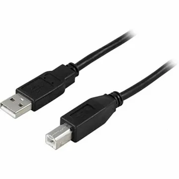 Deltaco USB 2.0-kabel - Typ A till Typ B, 3 meter, Svart