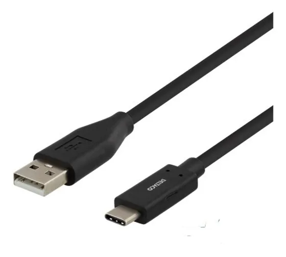 Deltaco USB 2.0 kabel, Typ C - Typ A ha, 1.5m - Svart
