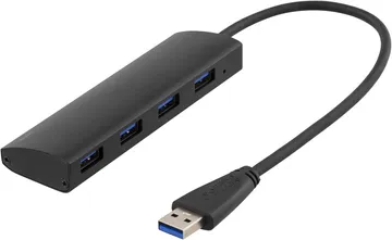 Deltaco USB 3.1 hubb: 4 portar, aluminium, svart