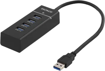 Deltaco USB 3.1 Gen 1-hubb: Fyra Supersnabba USB-portar i Kompakt Design