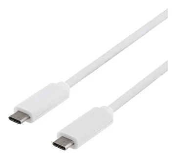 Deltaco USB 3.1-kabel, Typ C - Typ C, Gen 1, 1m, Vitt