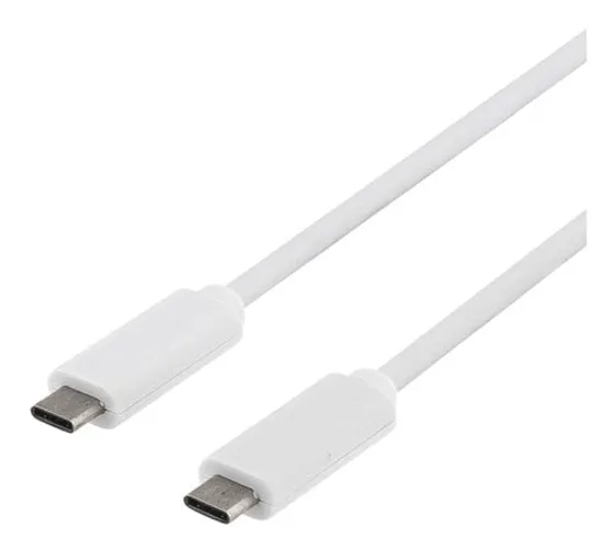 Deltaco USB 3.1 kabel, Typ C - Typ C, Gen 1, 1m - Vit