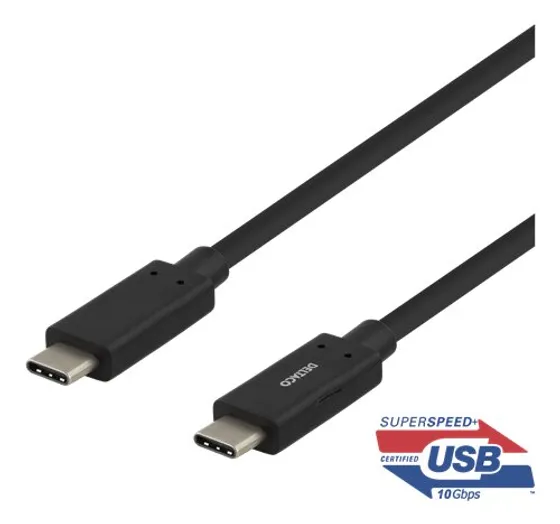 Deltaco USB 3.1 kabel, Typ C - Typ C, Gen 2, 1m - Svart