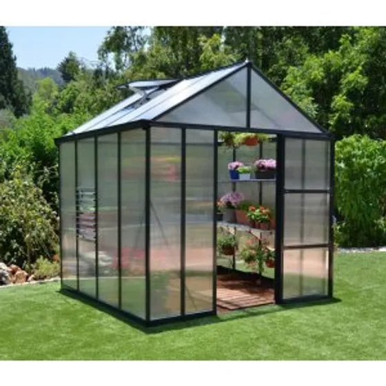 Växthus Glory 6 m² - Antracitgrå + Växthusrengöring