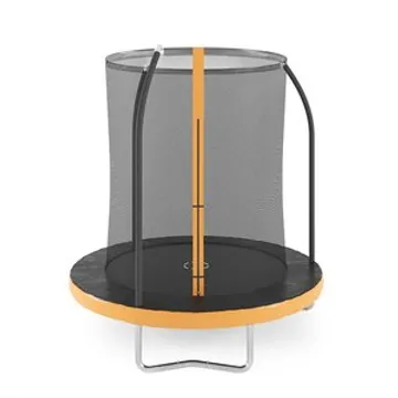 Studsmatta med säkerhetsnät - svart/orange 185 cmStege