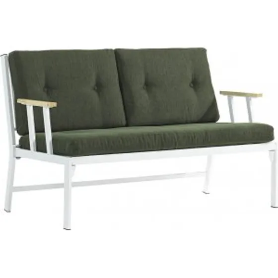 Lotus 2-sits utesoffa - Vit/grön + Fläckborttagare för möbler