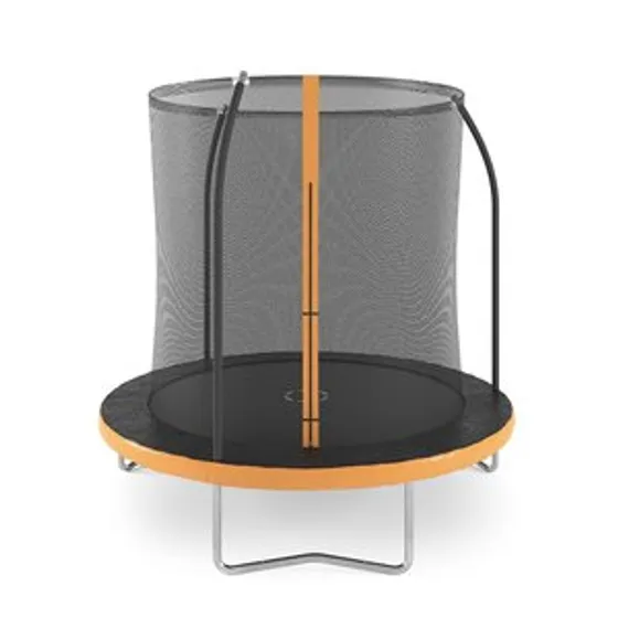 Studsmatta med säkerhetsnät - svart/orange - 245 cm + Stege