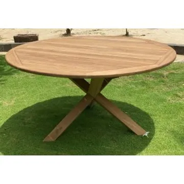 Saltö runt matbord i teak - 150 cm diameter + Möbelvårdskit för textilier