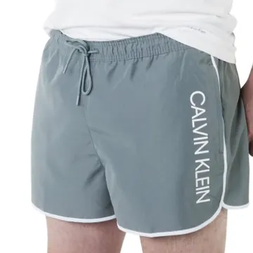 Calvin Klein Core Solid Short Runner Herrbadbyxor: Grå Polyester Medium