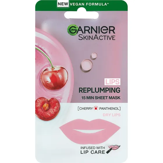 Lips Replumping 15 min Sheet Mask Cherry, 5 g Garnier Sheet Masks
