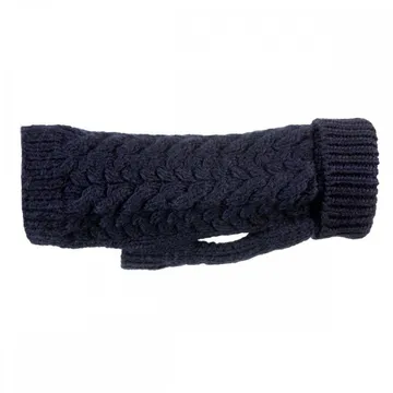 Basic Wool Kabelstickad Hundtröja Mörkblå