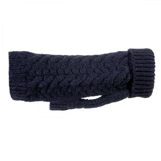 Basic Wool Kabelstickad Hundtröja Mörkblå (20)