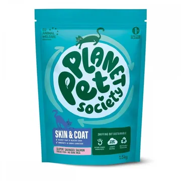 Planet Pet Society Cat Adult Skin & Coat Super Salvaged Salmon (1,5 kg) för frisk hud och vacker päls