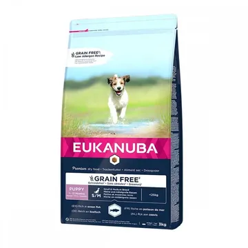 Eukanuba Puppy Grain Free för Små och Medelstora Rasers Valpar med Fisk (3kg)