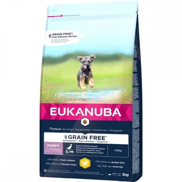 Eukanuba Puppy Grain Free Small & Medium Chicken (3 kg) för valpar av små och medelstora raser