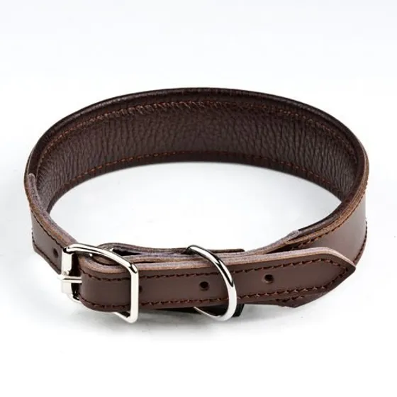 Feel Leather Basic Wide Läderhalsband Brun (3,5 x 40 cm)