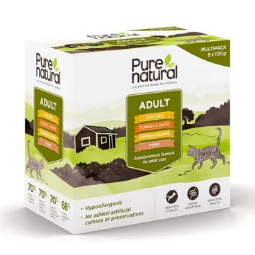 Purenatural Cat Adult Multipack (8x100g): Ett utsökt sortiment av våtfoder