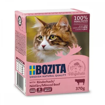 Bozita Bitar I Gelé Nötfärs 370 g - Ett hälsosamt och köttbaserat våtfoder till katter