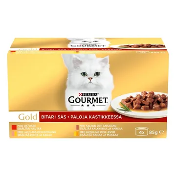 Gourmet Gold Sauce Selection: En lyxig måltid med 4 olika smaker för kräsna katter