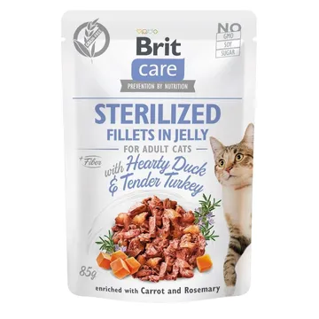 Brit Care Cat Adult Sterilized Anka & Kalkon i Gelu00e9 85 g: För En Mätt och Balanserad Kost