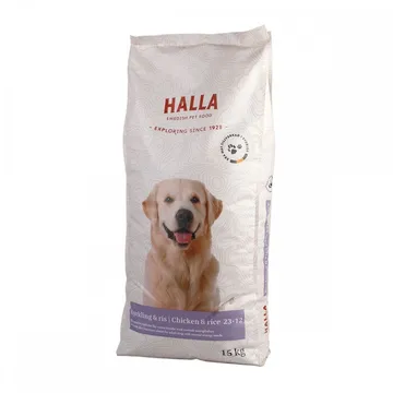 Halla Kyckling & Ris 23-12 (15 kg): God proteinkälla för hundar