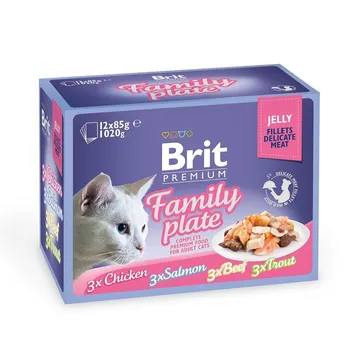 Brit Premium Pouches Fillets in Jelly Family Plate: Smakrik och Naturlig Kost för Din Katt