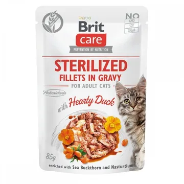 Brit Care Cat Sterilized Anka i Sås 85 g: Välsmakande våtfoder till steriliserade katter