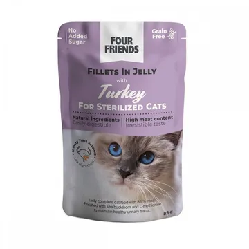 Four Friends Cat Sterilized Turkey 85 g: Välsmakande våtfoder för din katt